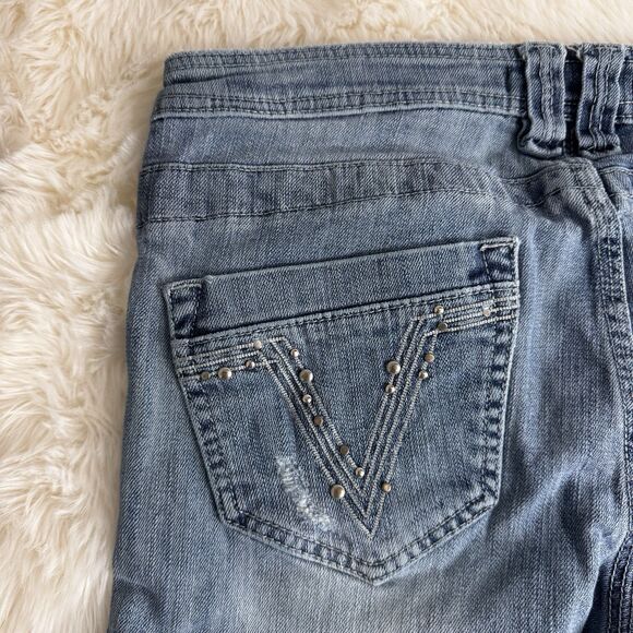 Vigoss Bootcut Jeans Juniors 9 Distressed Low Waist Blue Denim Measures 30 x 29 - Picture 6 of 10